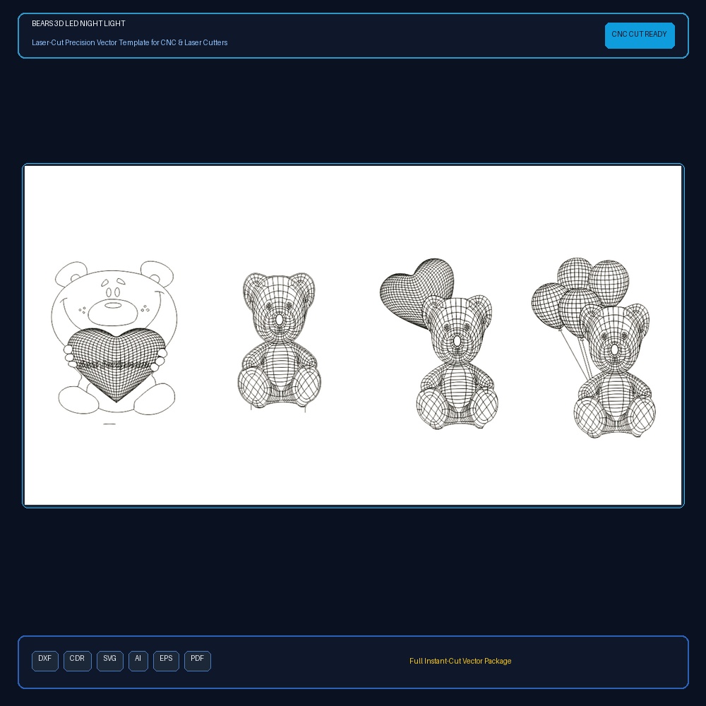 Bears 3D LED Night Light