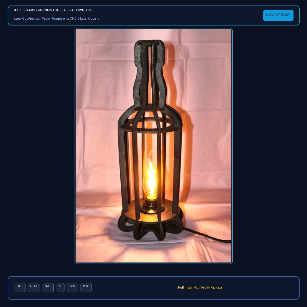 Bottle Shape Lamp 3mm DXF File Free Download - 3axis.co