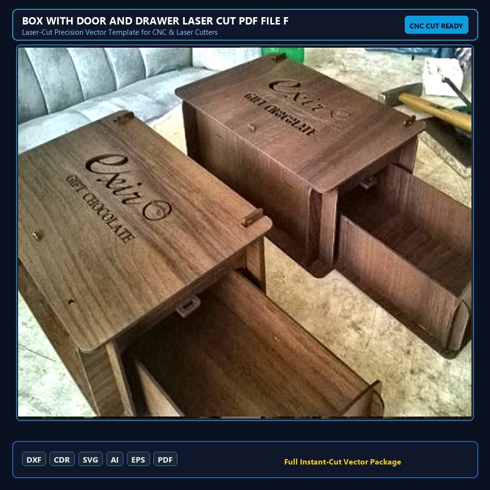 Box With Door And Drawer Laser Cut PDF File Free Download - 3axis.co
