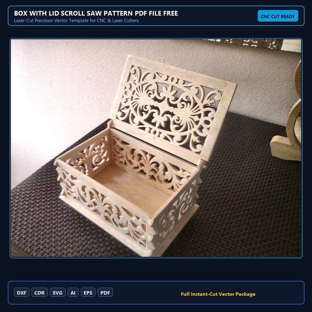 Box with Lid Scroll Saw Pattern PDF File Free Download - 3axis.co