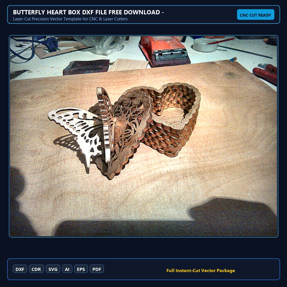 Butterfly Heart Box DXF File Free Download - 3axis.co