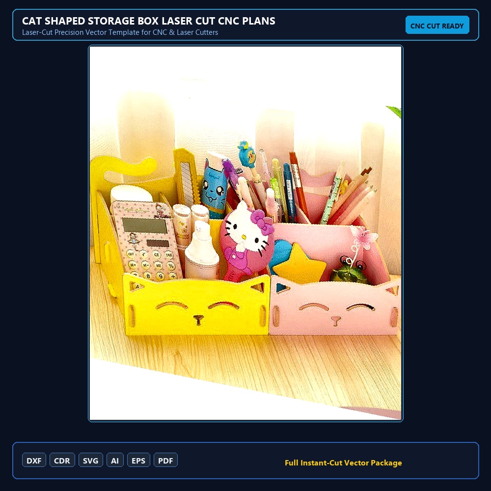 Cat Shaped Storage box laser cut cnc plans