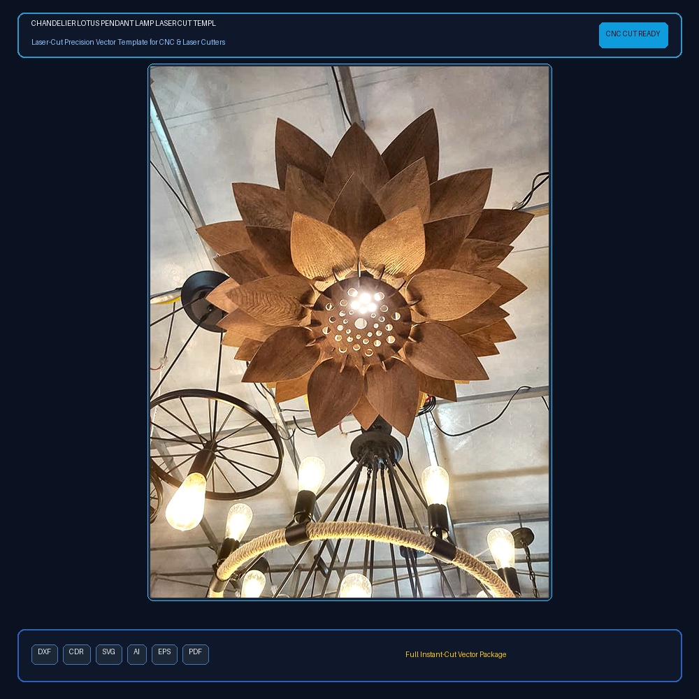 Chandelier Lotus Pendant Lamp Laser Cut Template DXF File Free Download - 3axis.co
