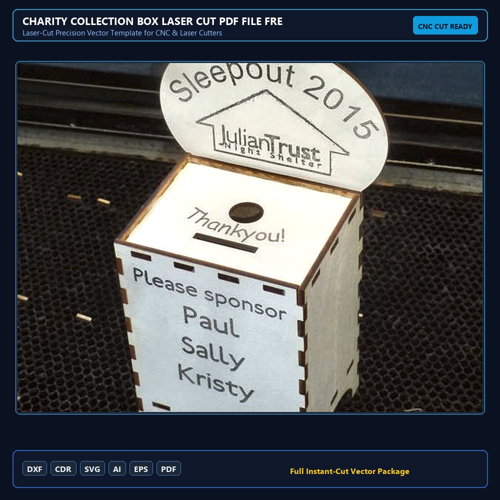 Charity Collection Box Laser Cut PDF File Free Download - 3axis.co
