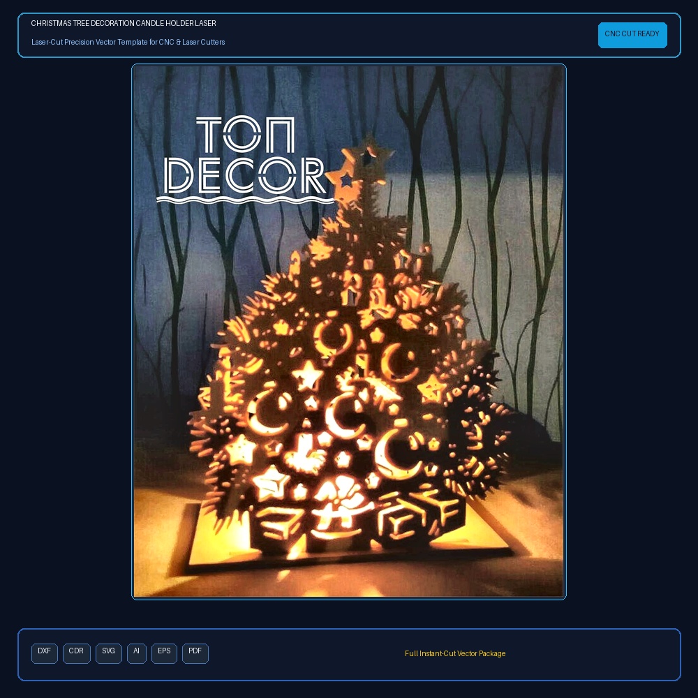 Christmas Tree Decoration Candle Holder Laser Cut Template