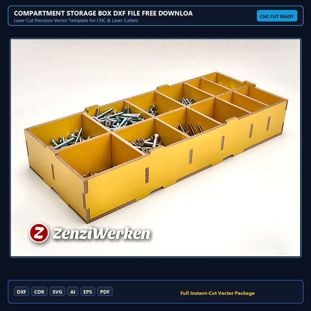 Compartment Storage Box DXF File Free Download - 3axis.co