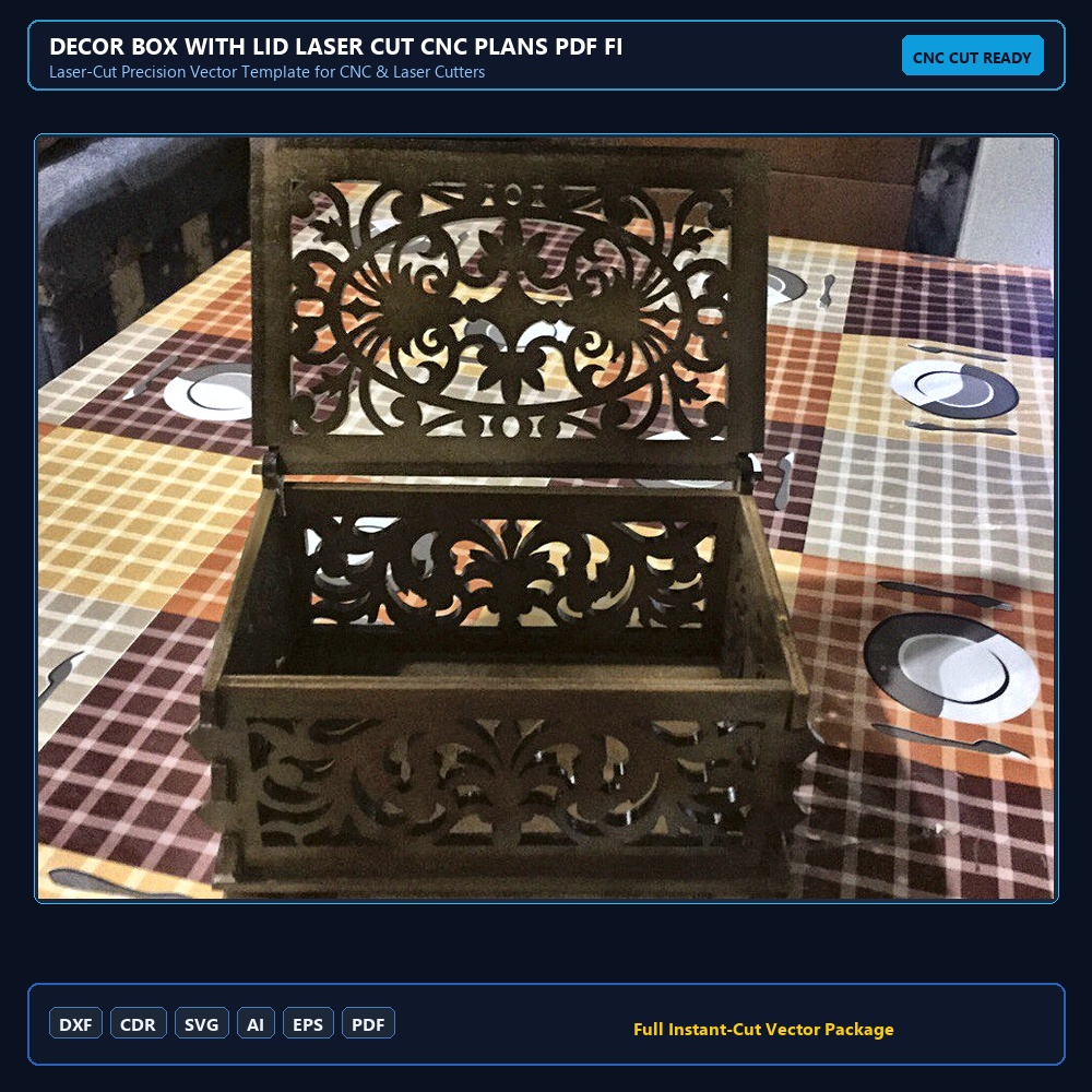 Decor Box with Lid Laser Cut CNC Plans PDF File Free Download - 3axis.co