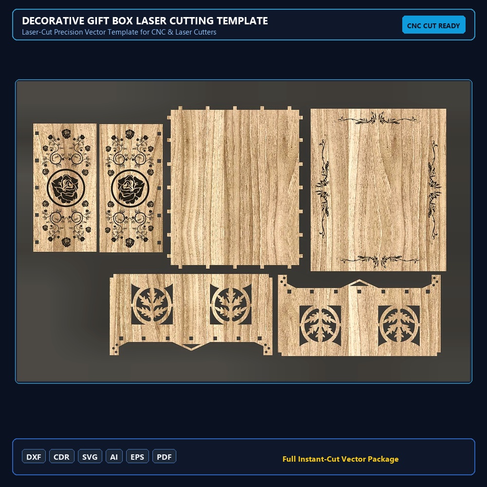 Decorative Gift Box Laser Cutting Template
