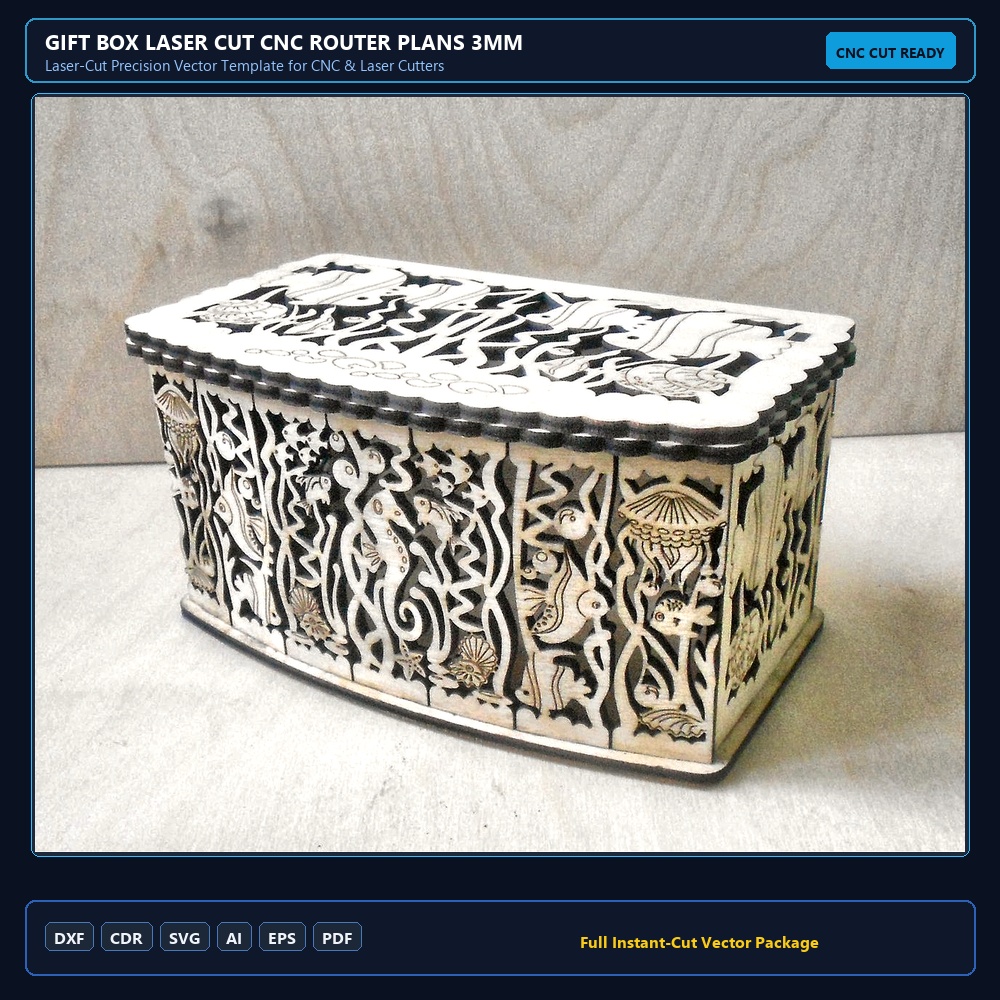 Gift Box Laser Cut CNC Router Plans 3mm