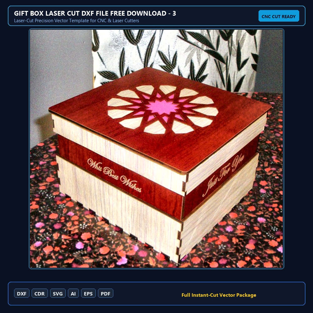 Gift Box Laser Cut DXF File Free Download - 3axis.co