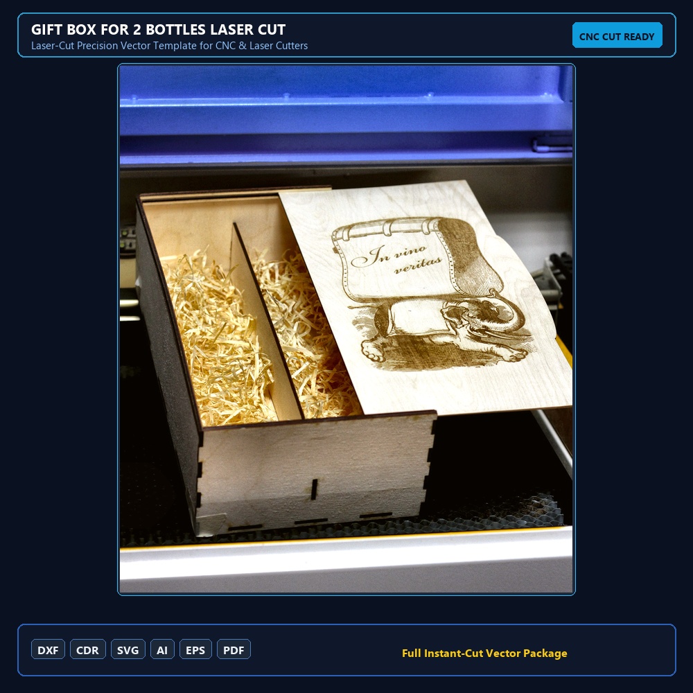 Gift box for 2 Bottles Laser Cut