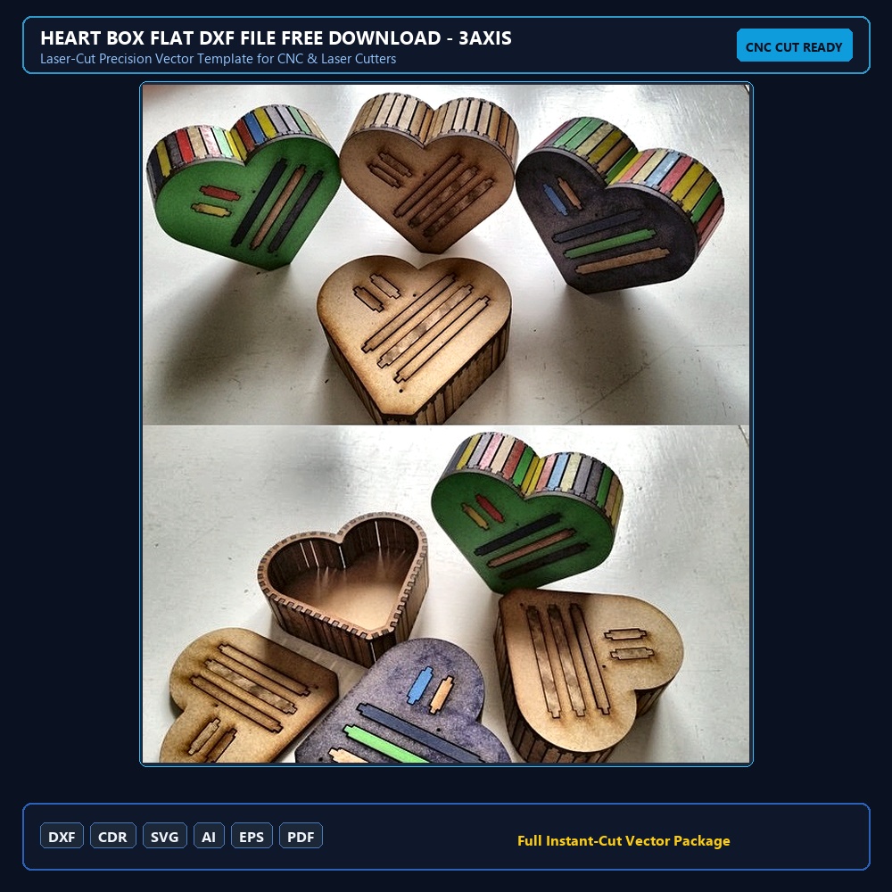 Heart Box Flat DXF File Free Download - 3axis.co