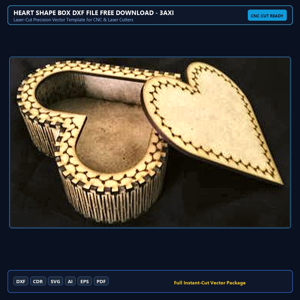 Heart Shape Box DXF File Free Download - 3axis.co