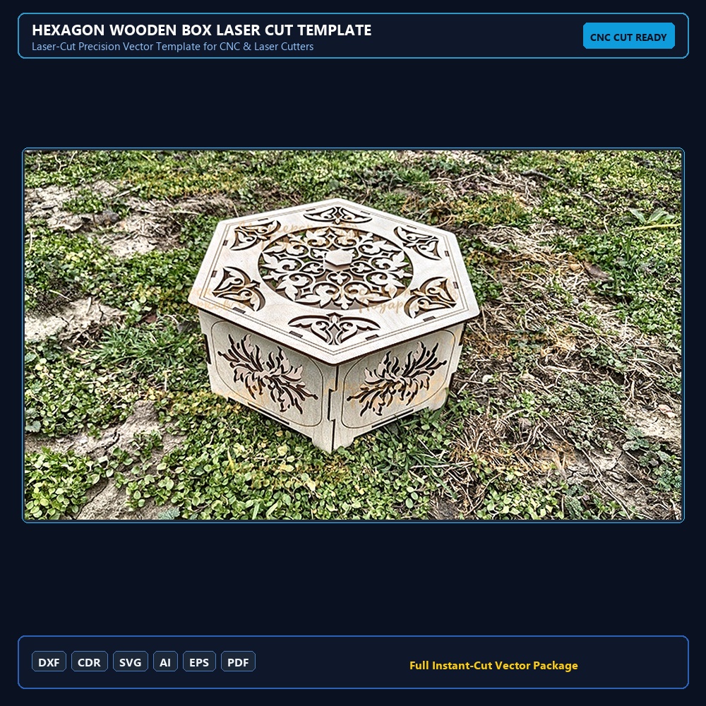 Hexagon Wooden Box Laser Cut Template