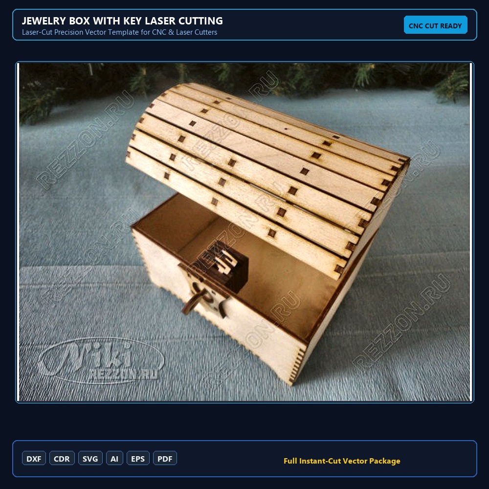 Jewelry Box With Key Laser Cutting