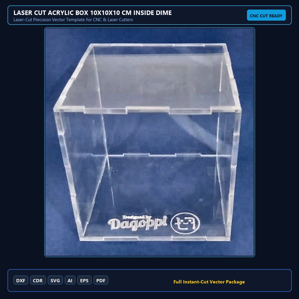 Laser Cut Acrylic Box 10x10x10 cm Inside Dimensions