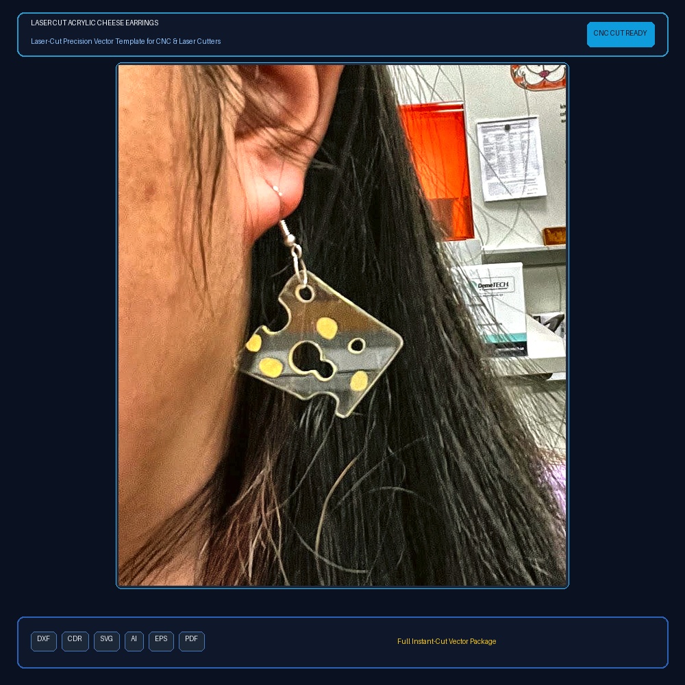 Laser Cut Acrylic Cheese Earrings