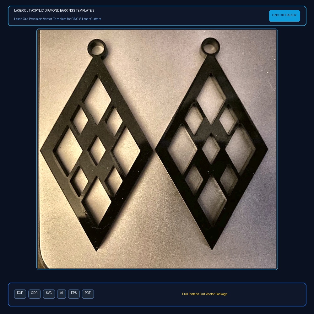Laser Cut Acrylic Diamond Earrings Template SVG File Free Download - 3axis.co