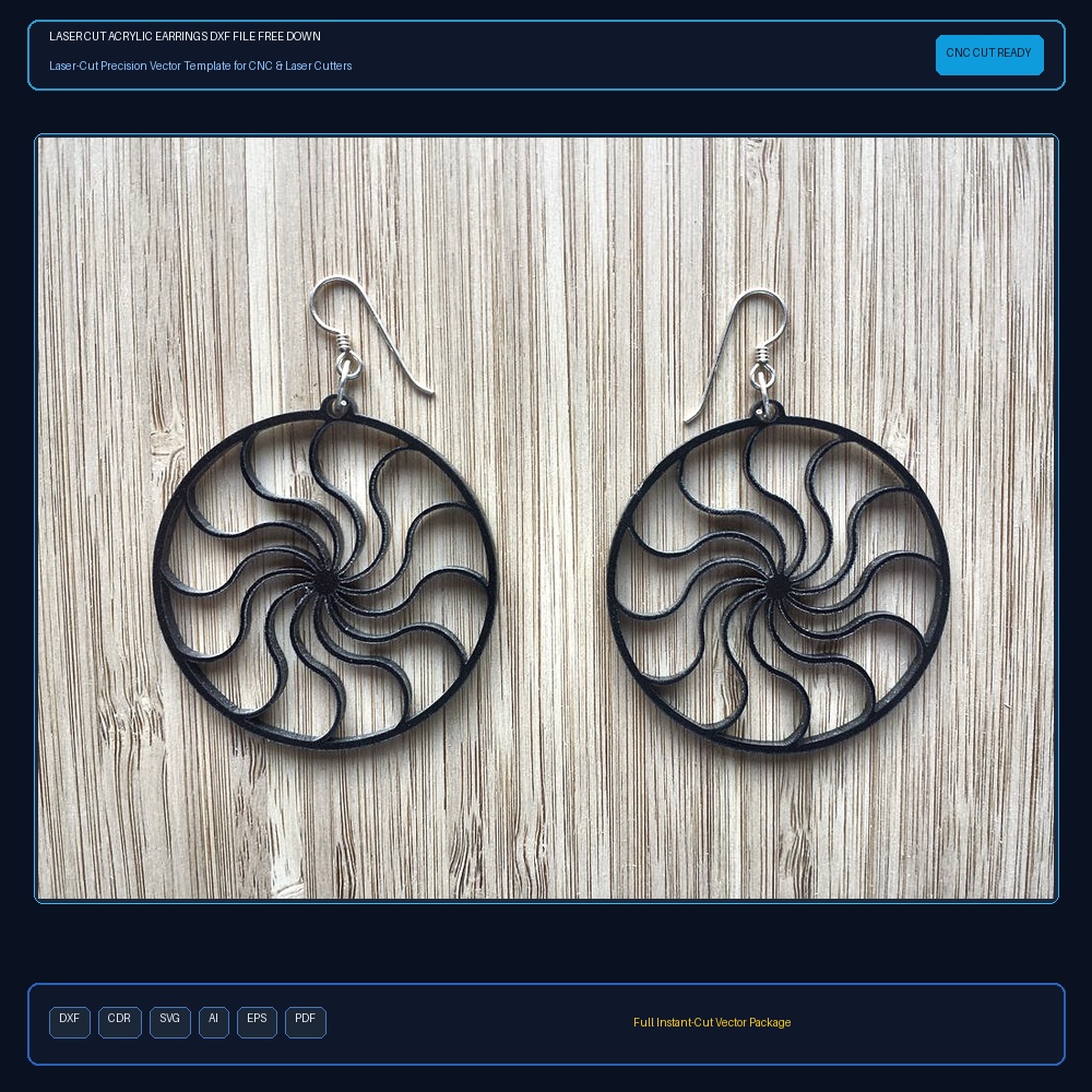 Laser Cut Acrylic Earrings DXF File Free Download - 3axis.co