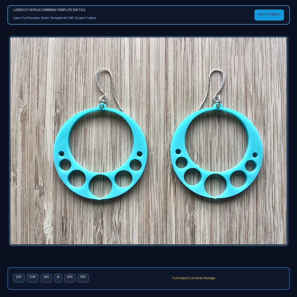 Laser Cut Acrylic Earrings Template DXF File Free Download - 3axis.co