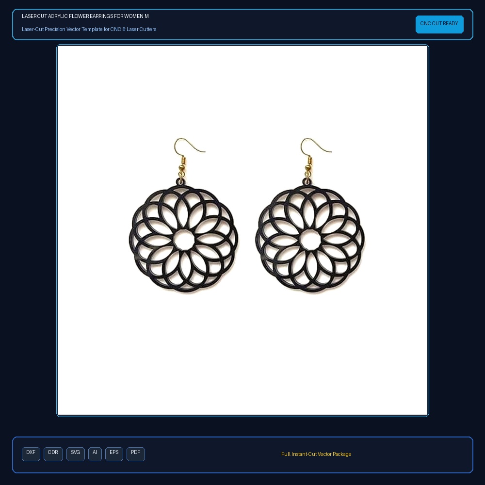 Laser Cut Acrylic Flower Earrings for Women Mandala Style Flower Gifts for Women and Girls