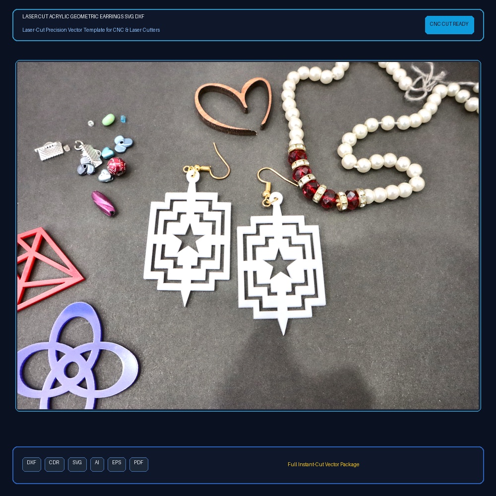 Laser Cut Acrylic Geometric Earrings SVG DXF CDR AI PDF Free Download - 3axis.co