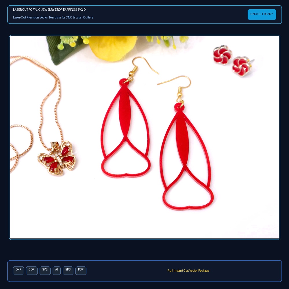 Laser Cut Acrylic Jewelry Drop Earrings SVG DXF CDR AI PDF Free Download - 3axis.co