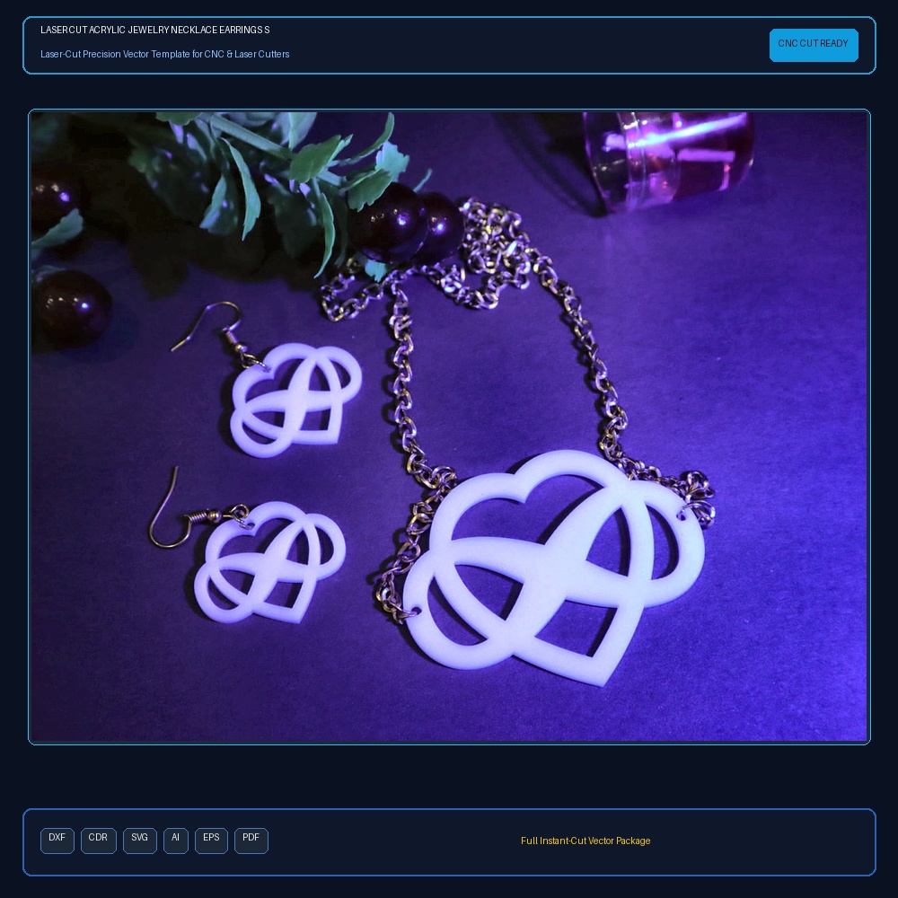 Laser Cut Acrylic Jewelry Necklace Earrings SVG DXF CDR AI PDF Free Download - 3axis.co