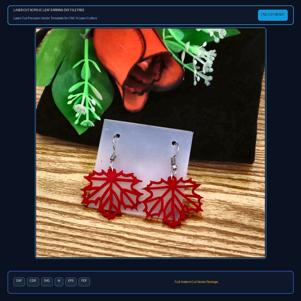 Laser Cut Acrylic Leaf Earring DXF File Free Download - 3axis.co