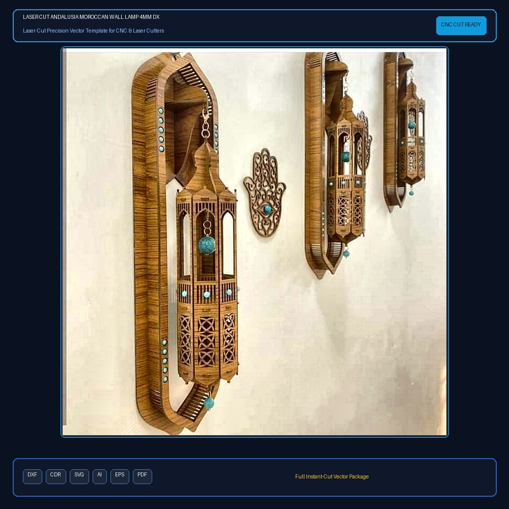 Laser Cut Andalusia Moroccan Wall Lamp 4mm DXF File Free Download - 3axis.co