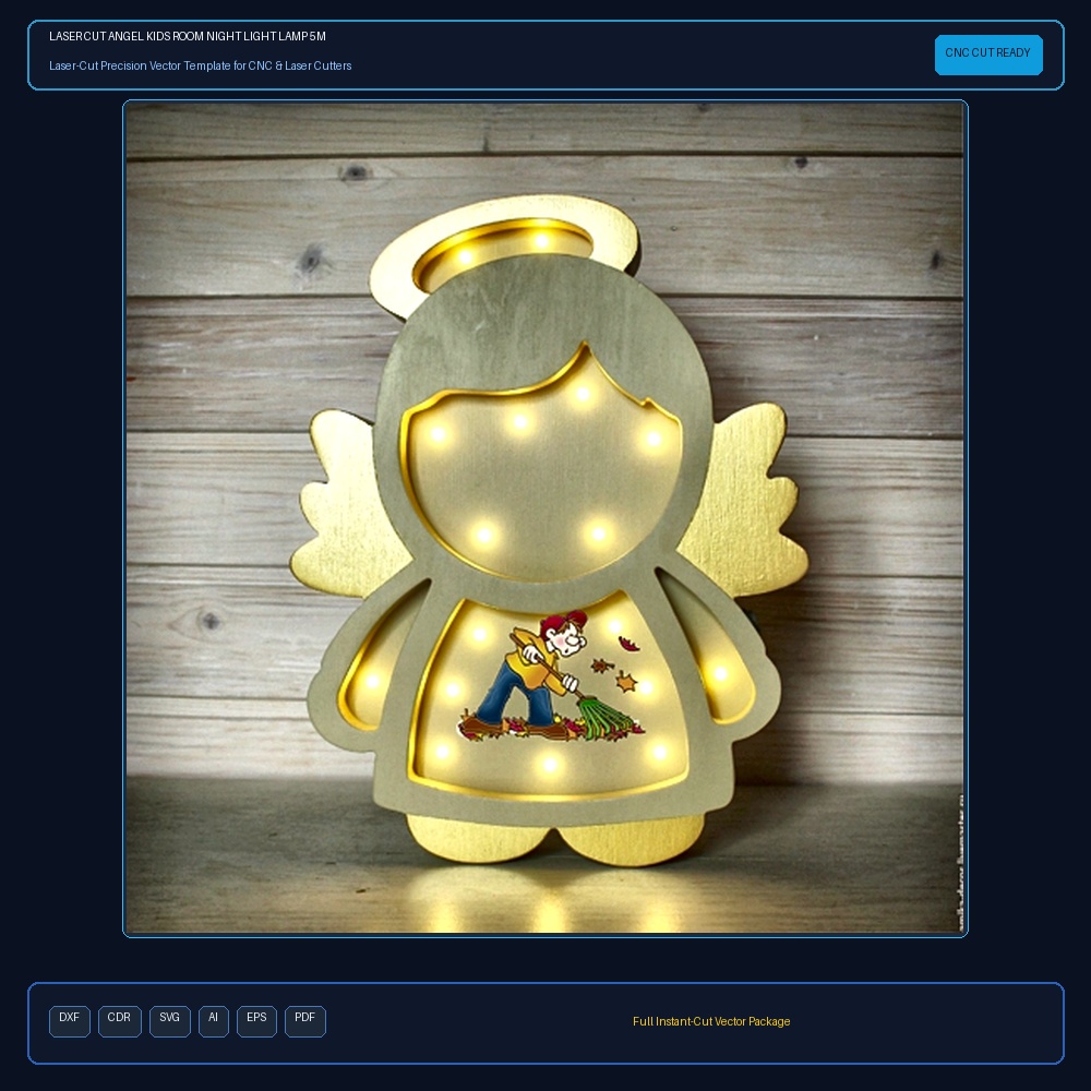 Laser Cut Angel Kids Room Night Light Lamp 5mm