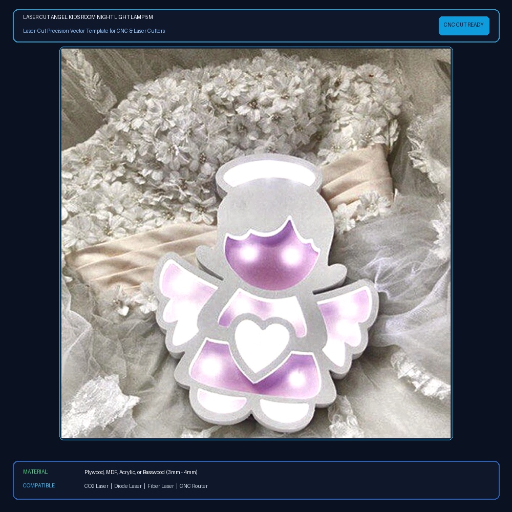 Laser Cut Angel Kids Room Night Light Lamp 5mm View 2