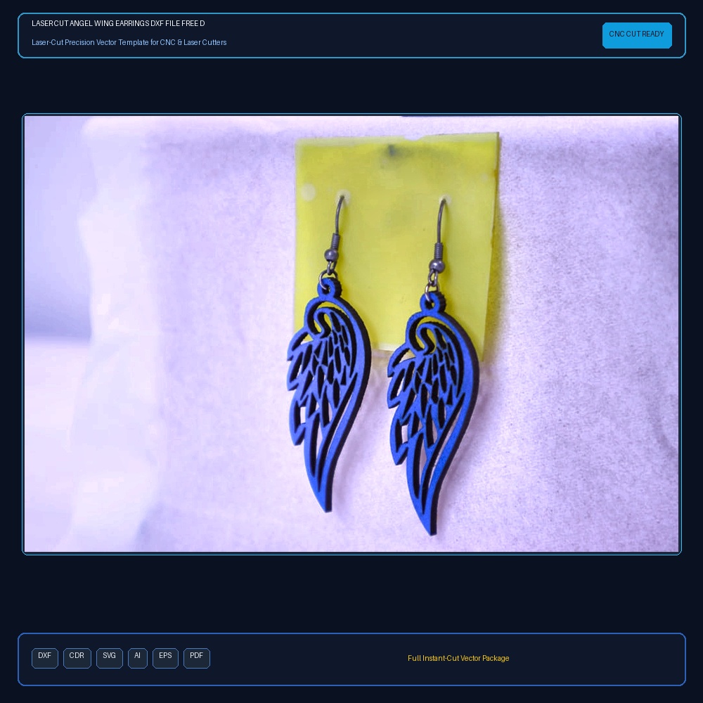 Laser Cut Angel Wing Earrings DXF File Free Download - 3axis.co