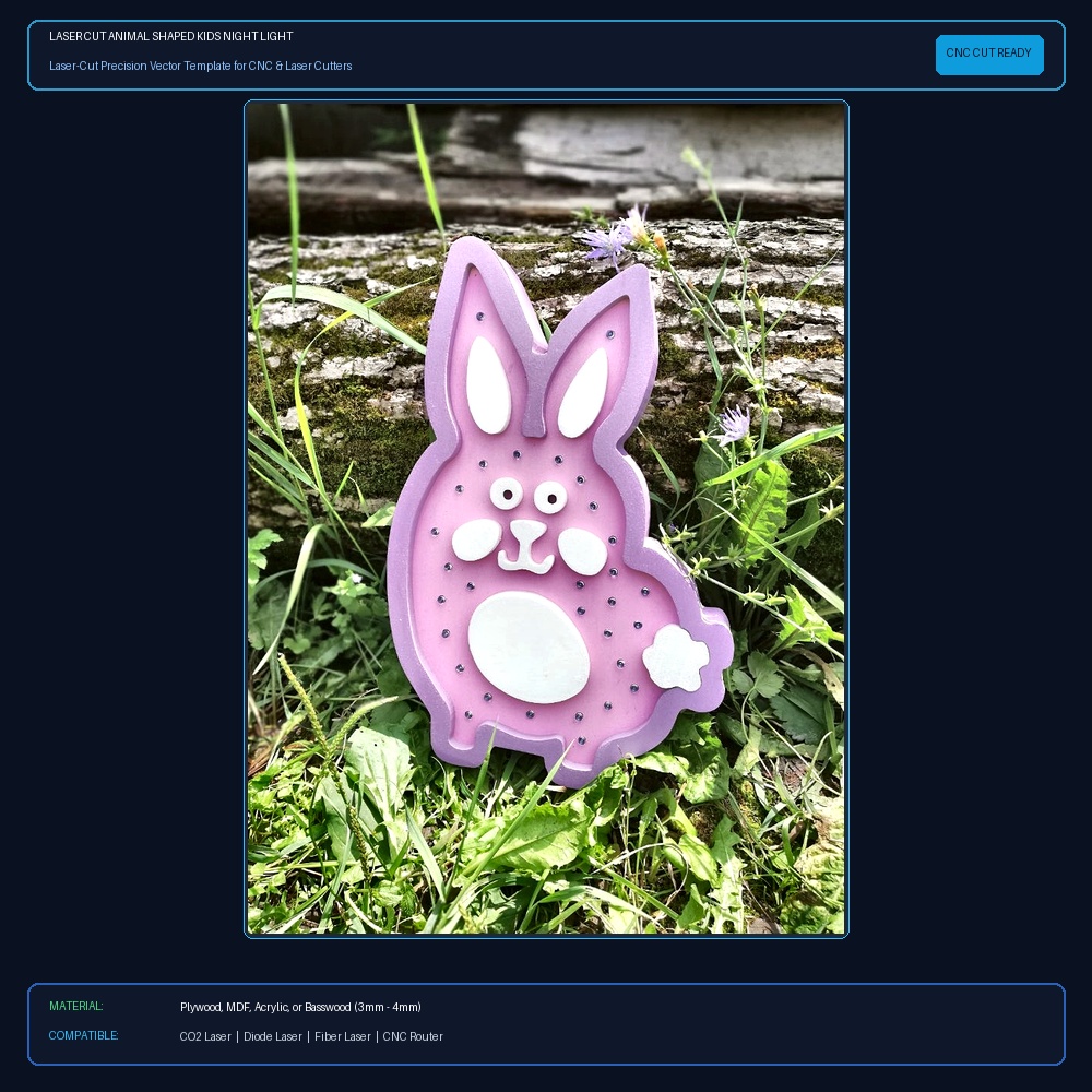 Laser Cut Animal Shaped Kids Night Light View 2