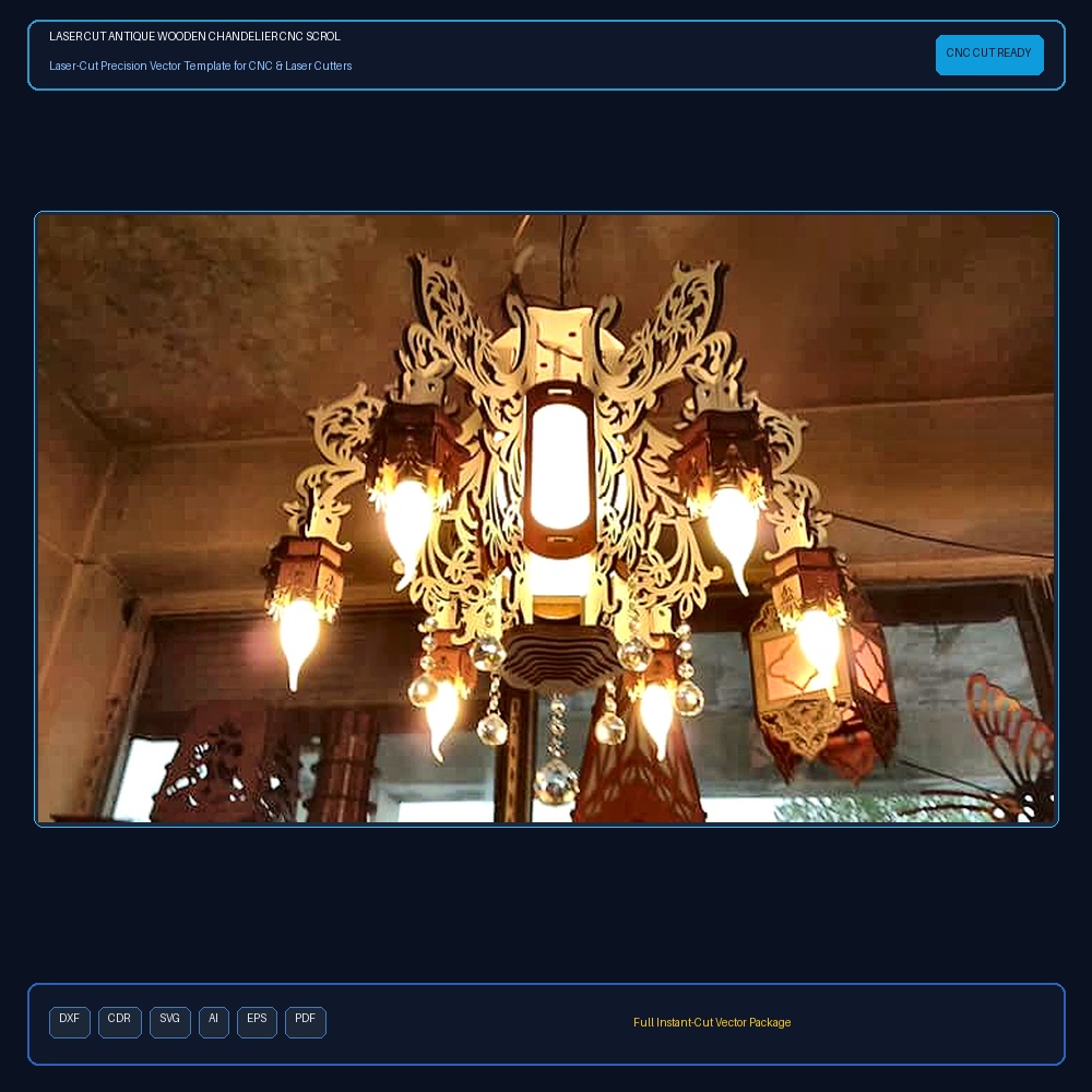 Laser Cut Antique Wooden Chandelier CNC Scroll Saw Plans PDF File Free Download - 3axis.co