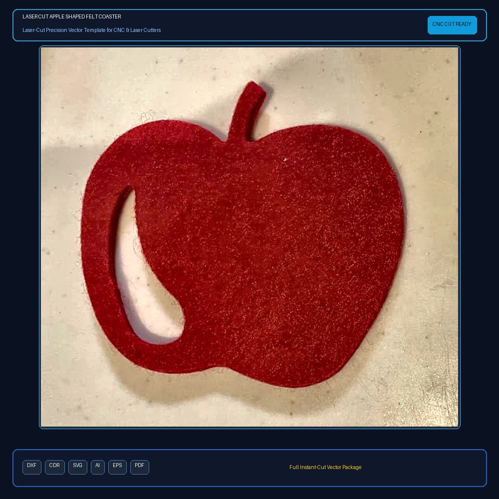 Laser Cut Apple Shaped Felt Coaster