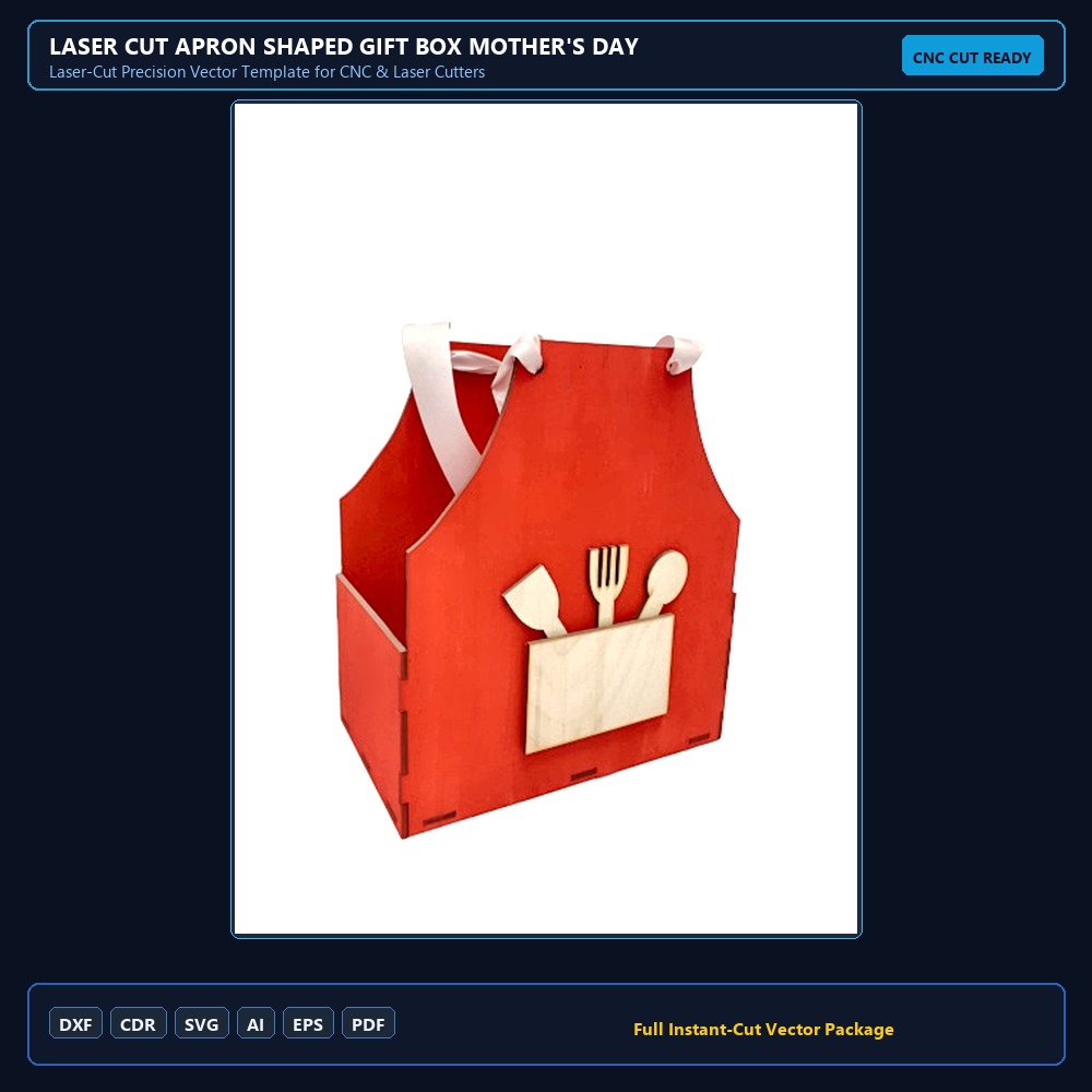 Laser Cut Apron Shaped Gift Box Mother's Day Treat Box