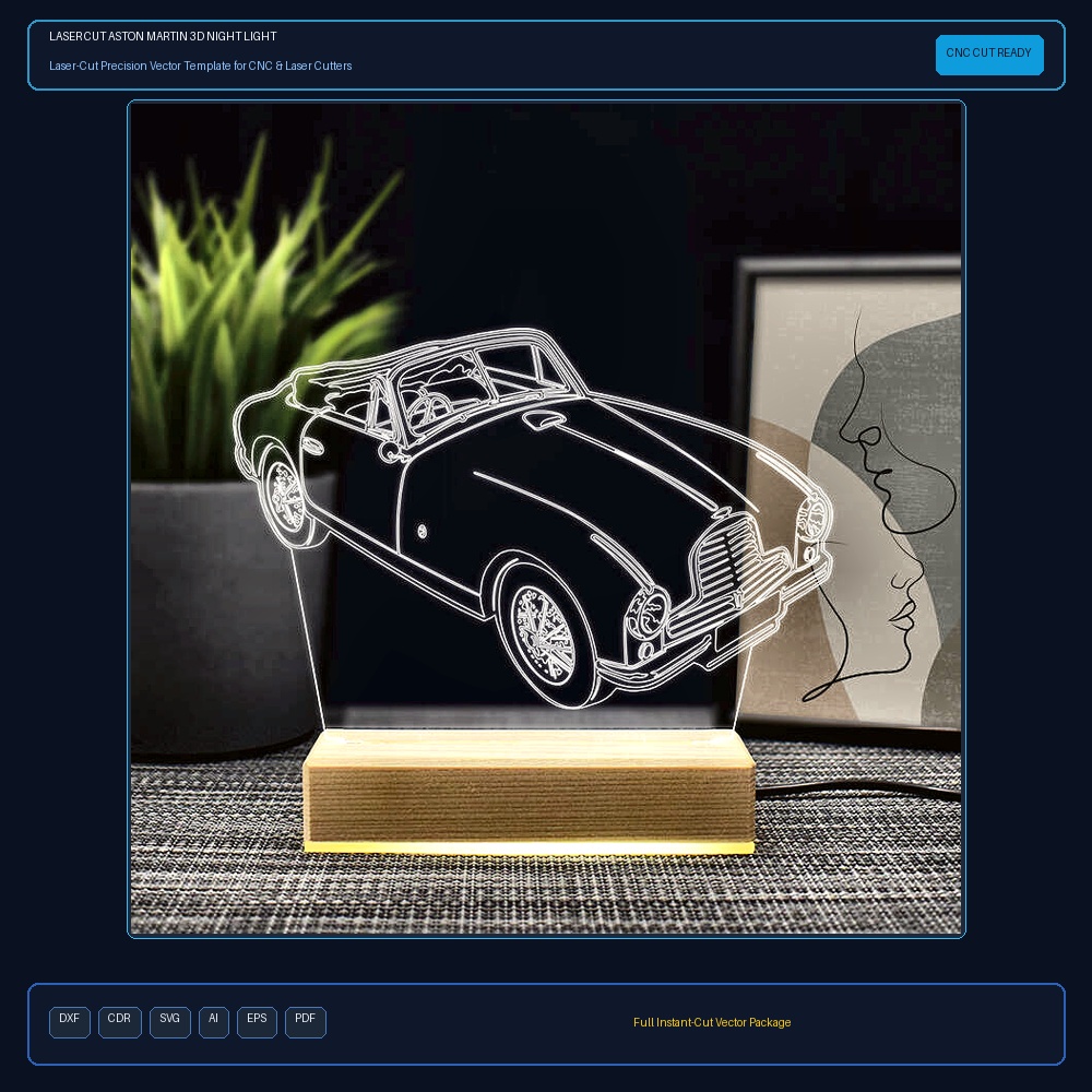 Laser Cut Aston Martin 3D Night Light