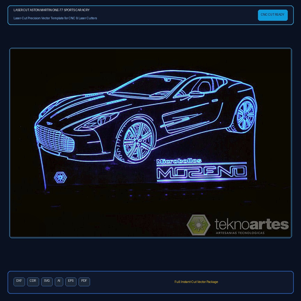 Laser Cut Aston Martin One-77 Sports Car Acrylic 3D Lamp Illustration (.ai) vector file free download - 3axis.co