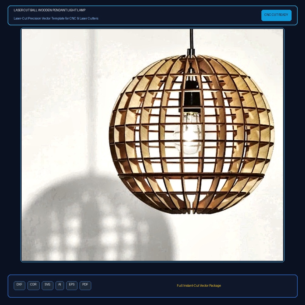 Laser Cut Ball Wooden Pendant Light Lamp