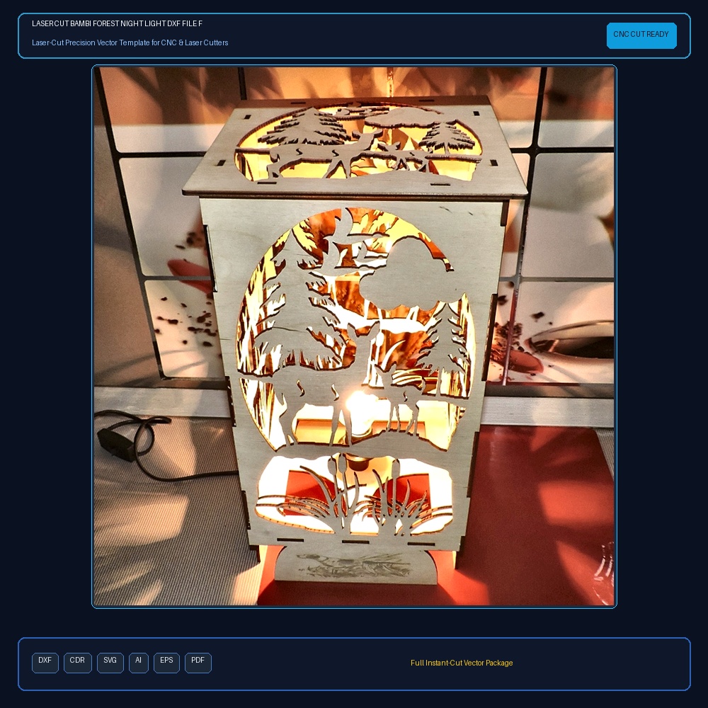 Laser Cut Bambi Forest Night Light DXF File Free Download - 3axis.co