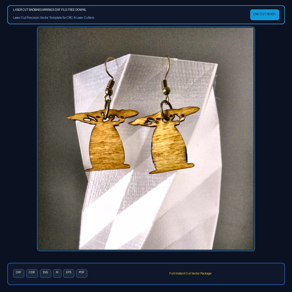 Laser Cut Baobab Earrings DXF File Free Download - 3axis.co