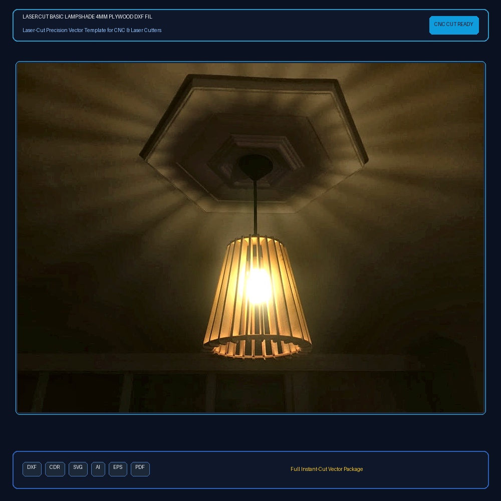 Laser Cut Basic Lampshade 4mm Plywood DXF File Free Download - 3axis.co