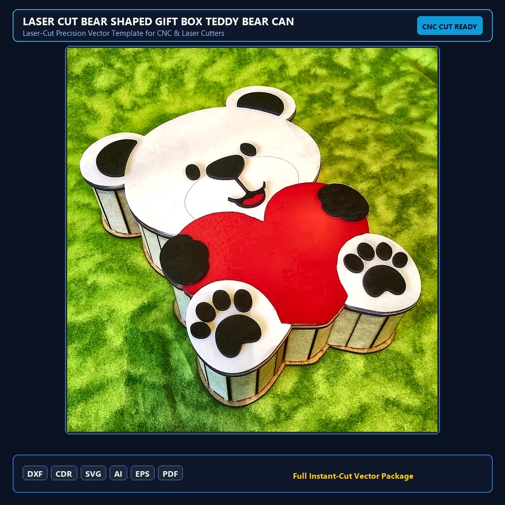 Laser Cut Bear Shaped Gift Box Teddy Bear Candy Box