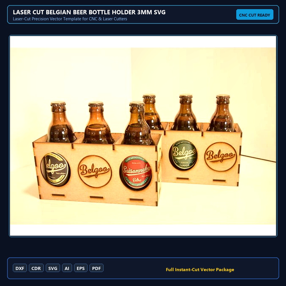 Laser Cut Belgian Beer Bottle Holder 3mm SVG File Free Download - 3axis.co