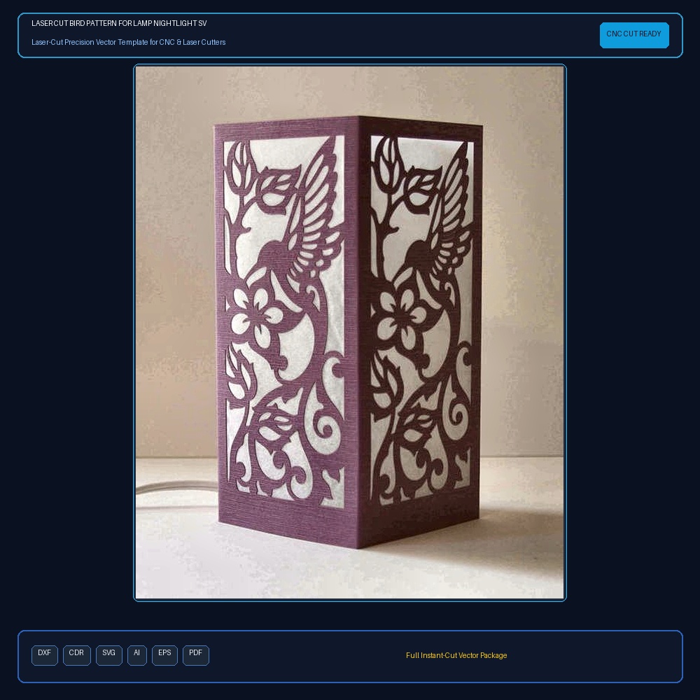 Laser Cut Bird Pattern For Lamp Nightlight SVG File Free Download - 3axis.co