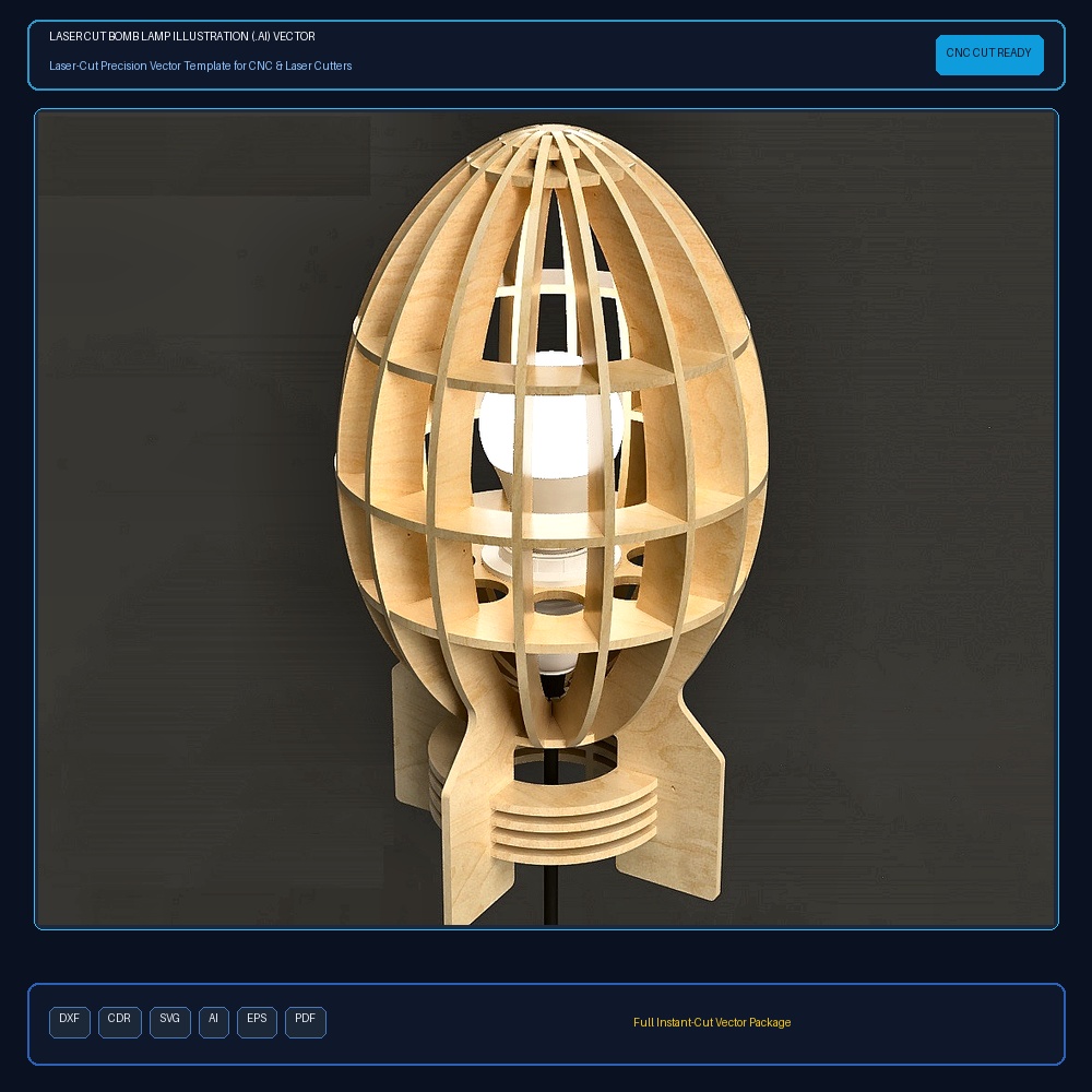 Laser Cut Bomb Lamp Illustration (.ai) vector file free download - 3axis.co