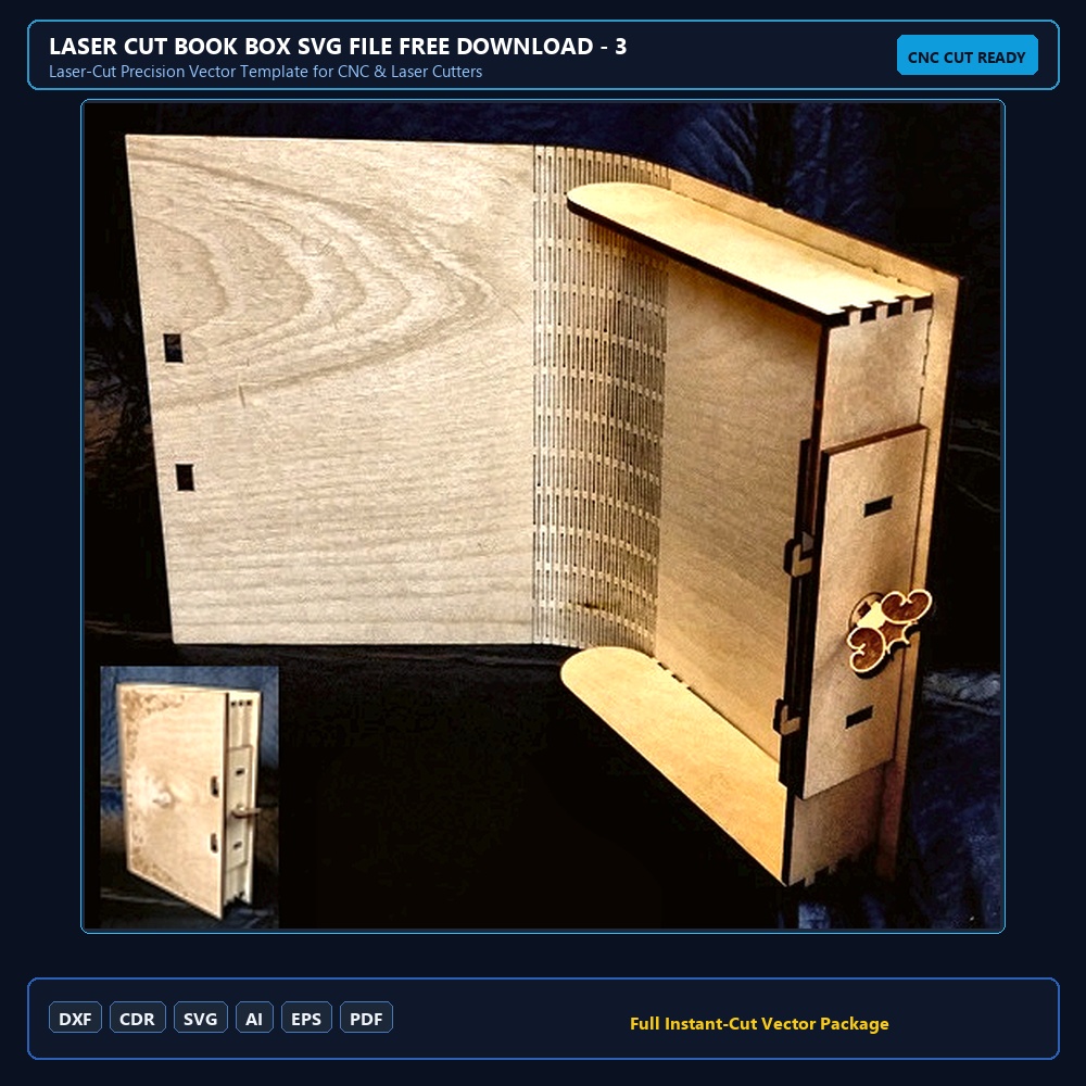 Laser Cut Book Box SVG File Free Download - 3axis.co