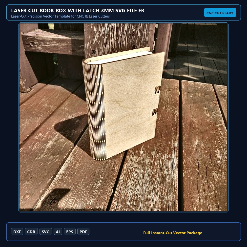 Laser Cut Book Box With Latch 3mm SVG File Free Download - 3axis.co