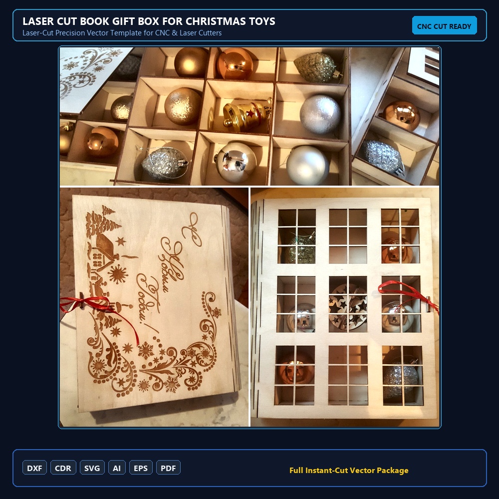 Laser Cut Book Gift Box For Christmas Toys